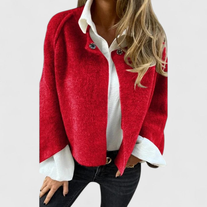 Turtleneck Winter Jacket for Women | Button Front Autumn Layering