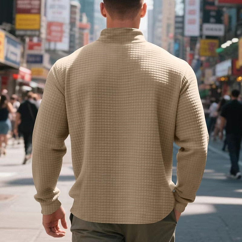 Half Zip Sweatshirt for Men | Funnel Neck Warm Winter Layer