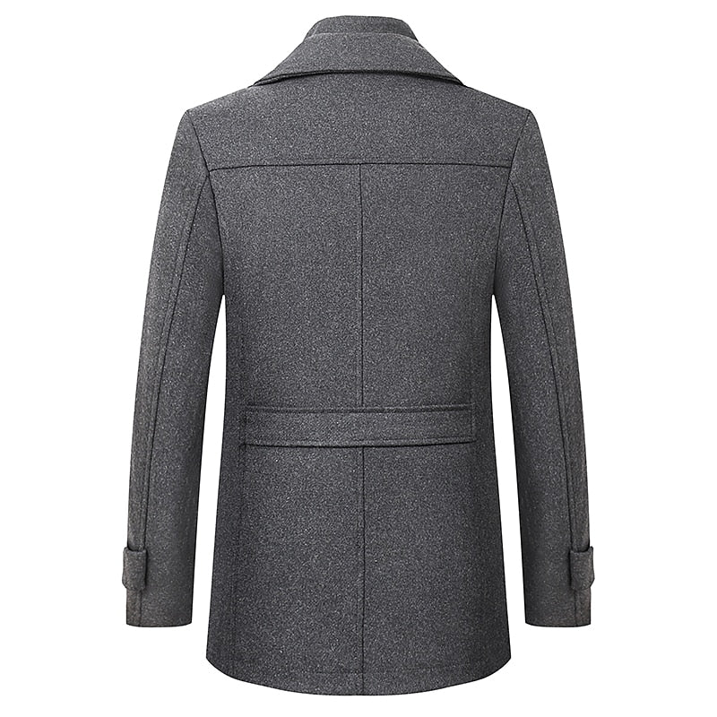 Funnel Neck Winter Coat for Men | Button Front Insulated Autumn Layering