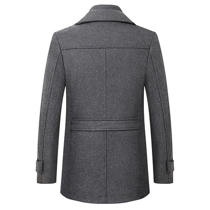 Funnel Neck Winter Coat for Men | Button Front Insulated Autumn Layering