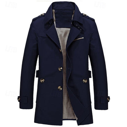 Cosy Trench Coat for Men | Button Front Autumn Layering