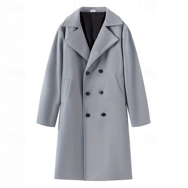 Double Breasted Winter Coat for Men | Lapel Collar Autumn Layering