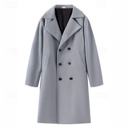 Double Breasted Winter Coat for Men | Lapel Collar Autumn Layering