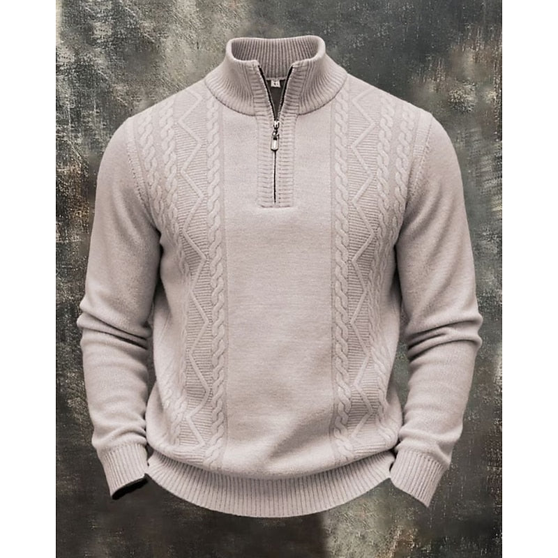 Half Zip Sweater for Men | Ribbed Warm Winter Layer