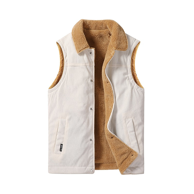 Sherpa Puffer Vest for Men | Button Front Insulated Autumn Layering