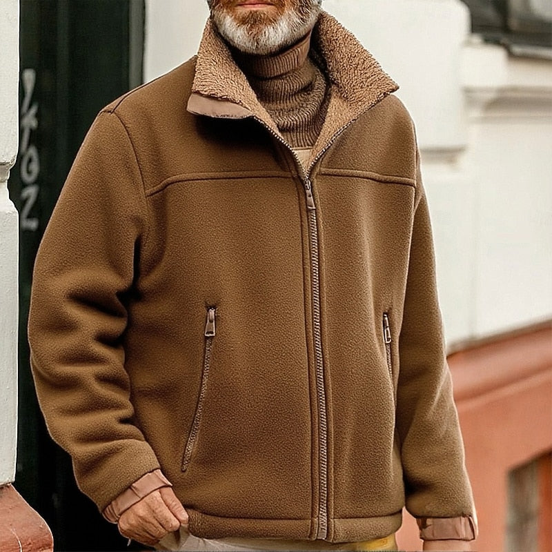 Sherpa Winter Jacket for Men | Side Zip Autumn Layering