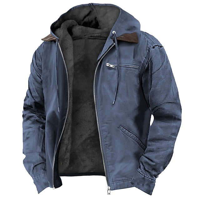 Hooded Winter Jacket for Men | Side Zip Drawstring Autumn Layering