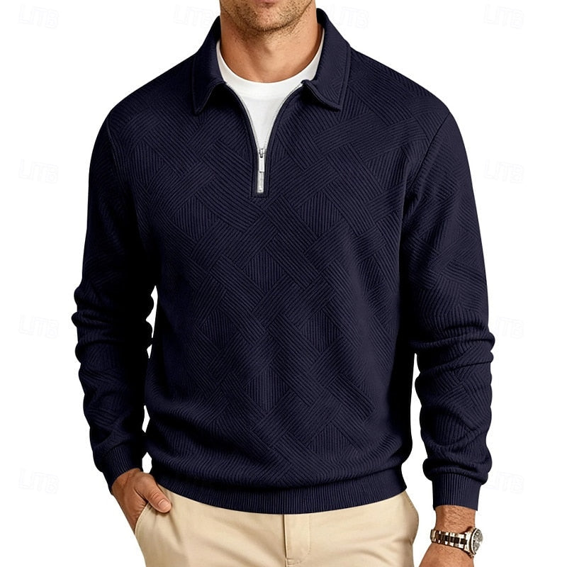 Half Zip Sweater for Men | Ribbed Autumn Layering