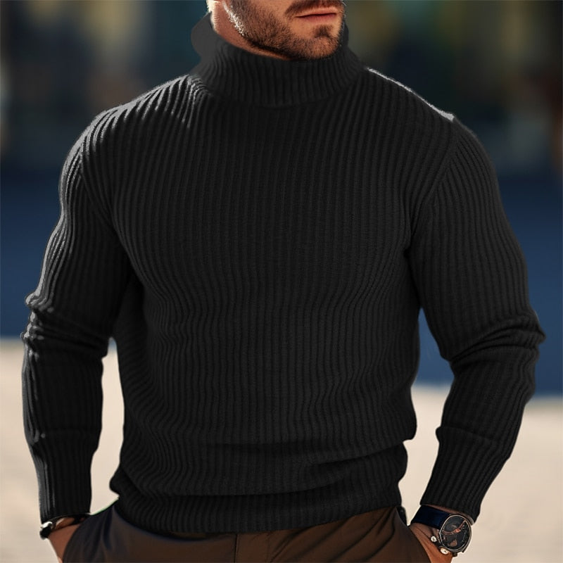 Turtleneck Sweater for Men | Ribbed Autumn Layering