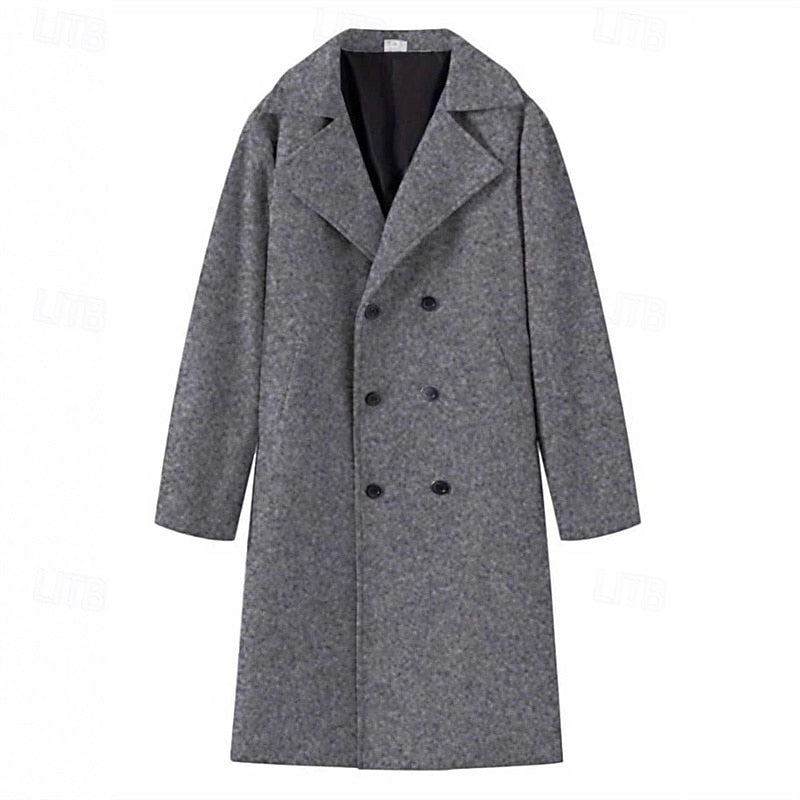 Double Breasted Winter Coat for Men | Lapel Collar Autumn Layering