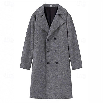 Double Breasted Winter Coat for Men | Lapel Collar Autumn Layering
