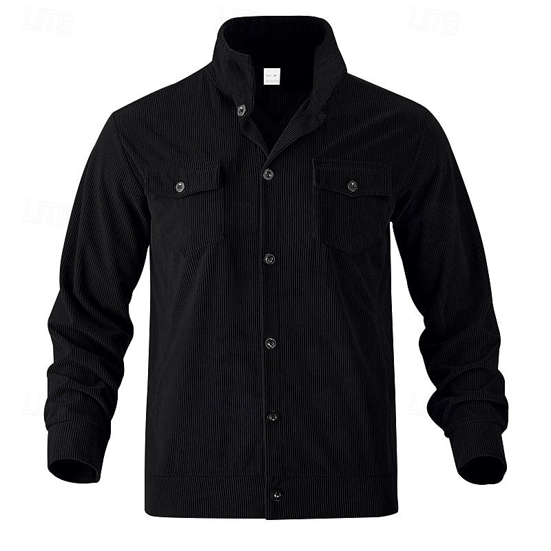 Warm Winter Jacket for Men | Ribbed Button Front Cold Weather Ready