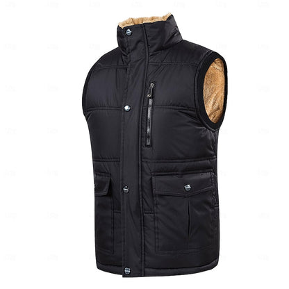 Fleece Lined Puffer Jacket for Men | Button Front Insulated Winter Outerwear