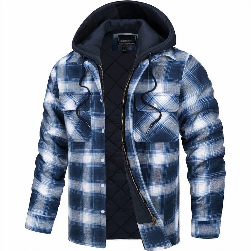Hooded Quilted Jacket for Men | Side Zip Autumn Layering