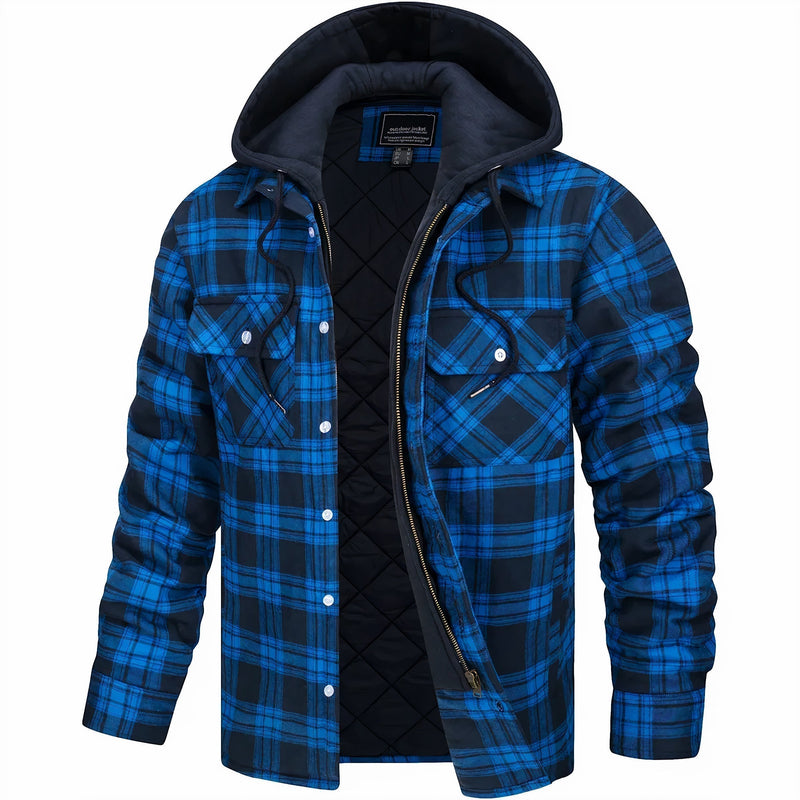 Hooded Quilted Jacket for Men | Side Zip Autumn Layering