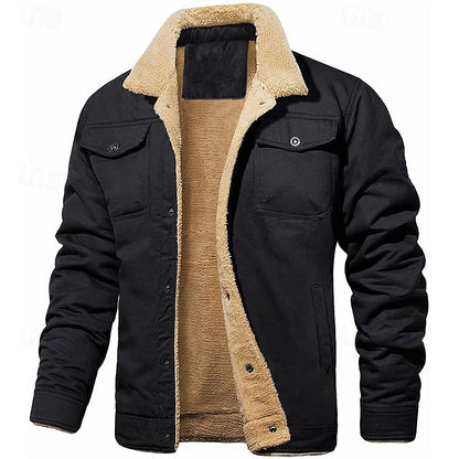 Fleece Lined Winter Jacket for Men | Button Front Insulated Cold Weather Ready