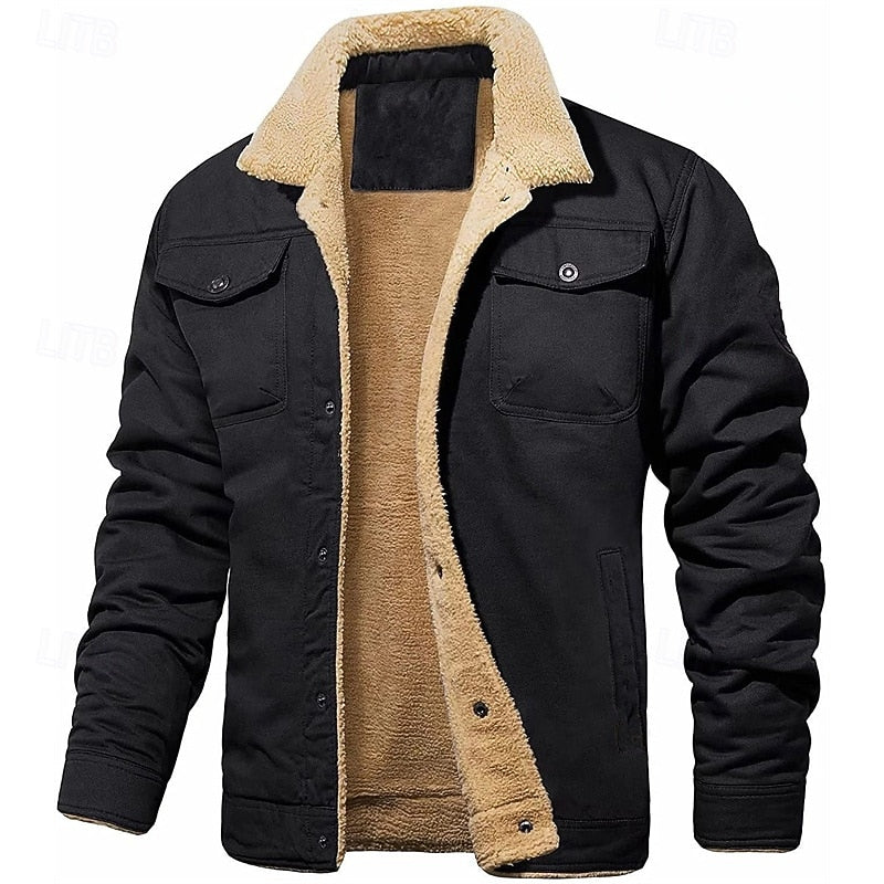 Fleece Lined Winter Jacket for Men | Button Front Insulated Cold Weather Ready