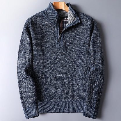 Half Zip Sweater for Men | Ribbed Funnel Neck Autumn Layering