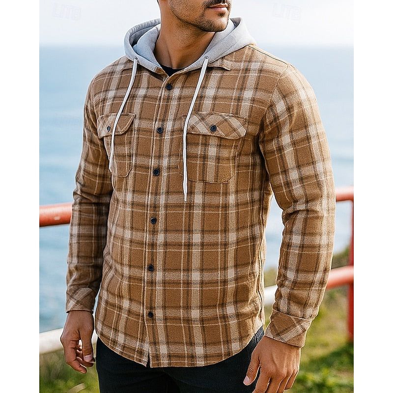 Plaid Shacket for Men | Hooded Warm Winter Layer