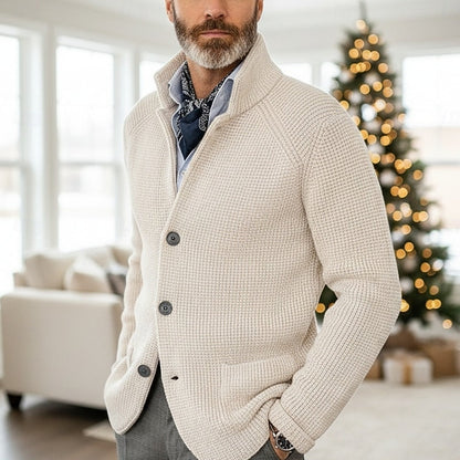 Button Front Cardigan for Men | Funnel Neck Insulated Autumn Layering