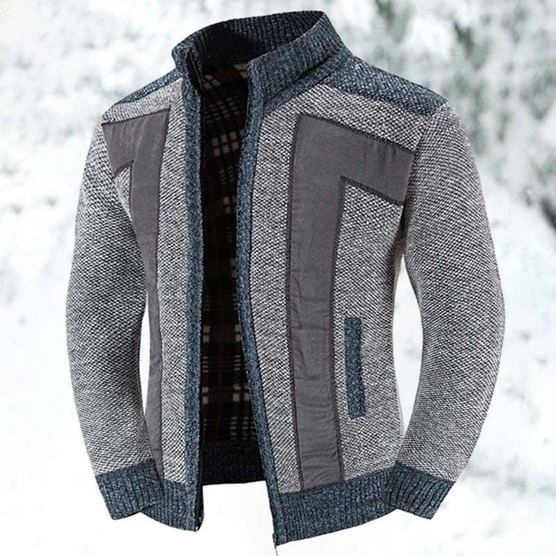 Classic Cardigan for Men | Funnel Neck Full Zip Cold Weather Ready
