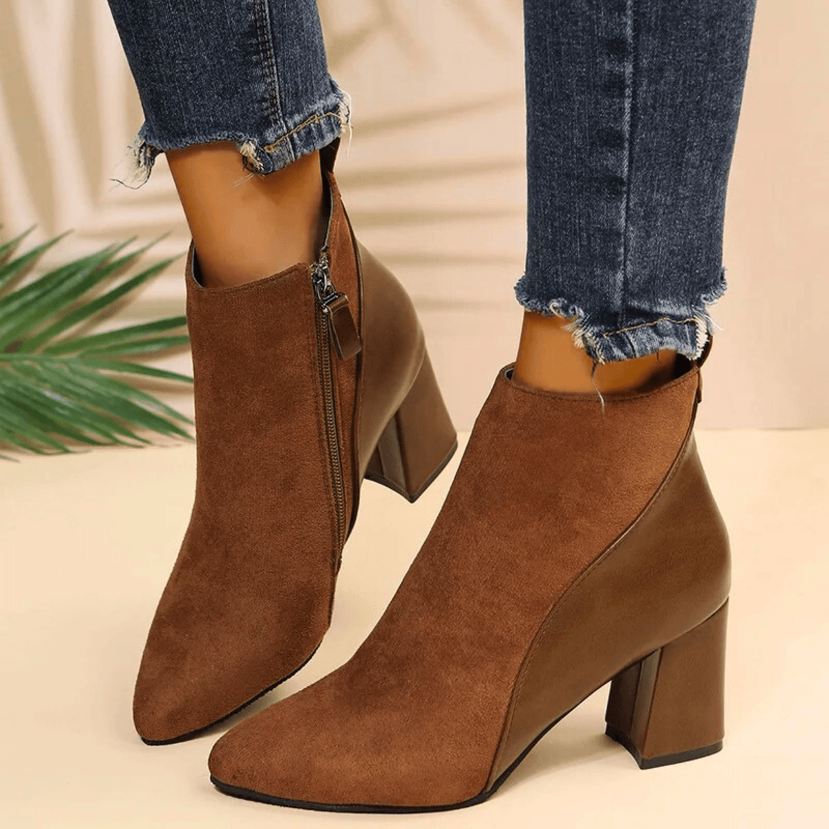 Pointed Toe Ankle Boots for Women | Side Zip Block Heel Winter Ready Comfort