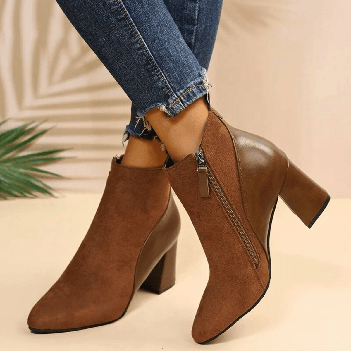 Pointed Toe Ankle Boots for Women | Side Zip Block Heel Winter Ready Comfort