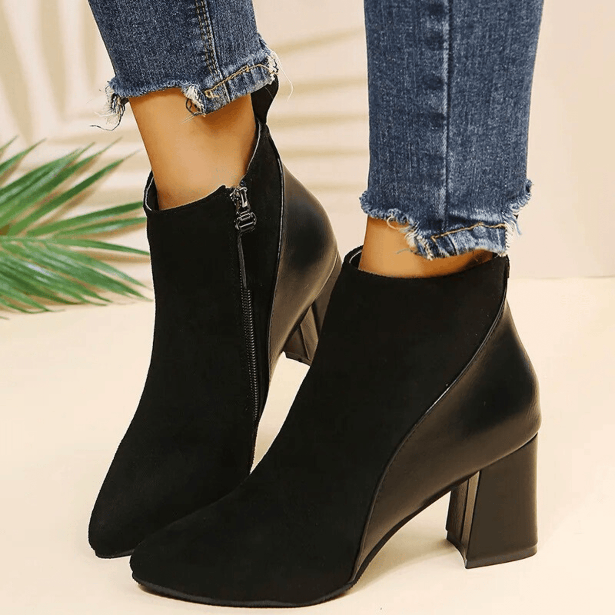 Pointed Toe Ankle Boots for Women | Side Zip Block Heel Winter Ready Comfort