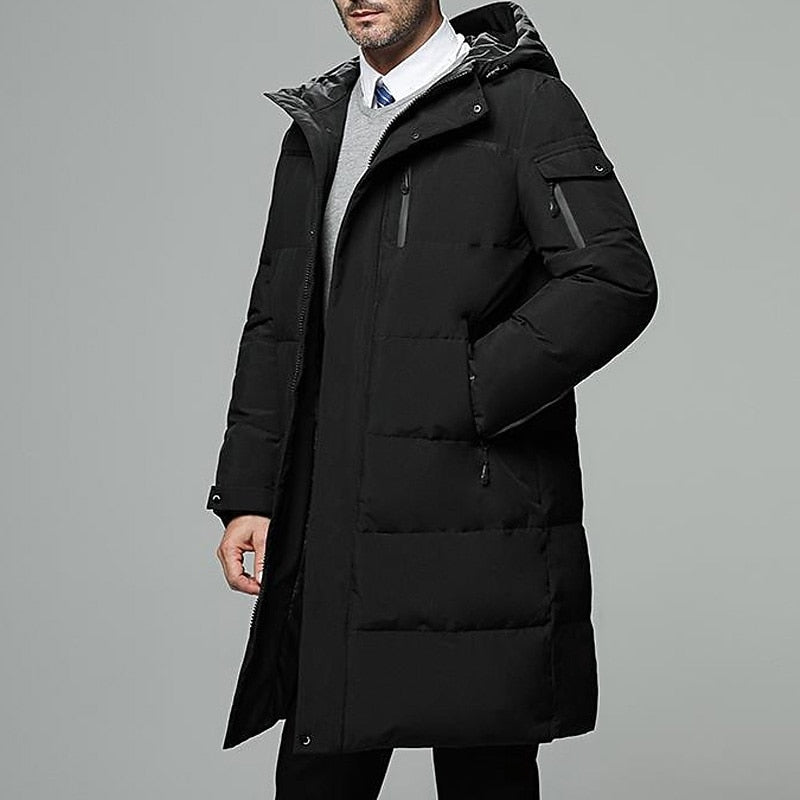 Hooded Puffer Jacket for Men | Longline Insulated Cold Weather Ready