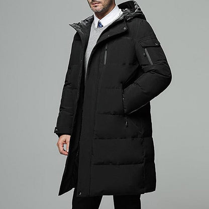 Hooded Puffer Jacket for Men | Longline Insulated Cold Weather Ready
