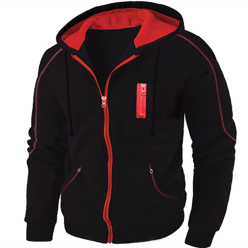 Hooded Winter Jacket for Men | Drawstring Full Zip Autumn Layering