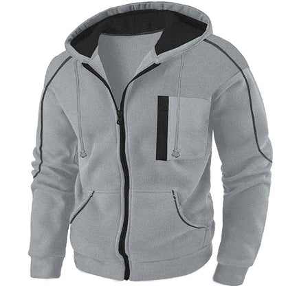 Hooded Winter Jacket for Men | Drawstring Full Zip Autumn Layering