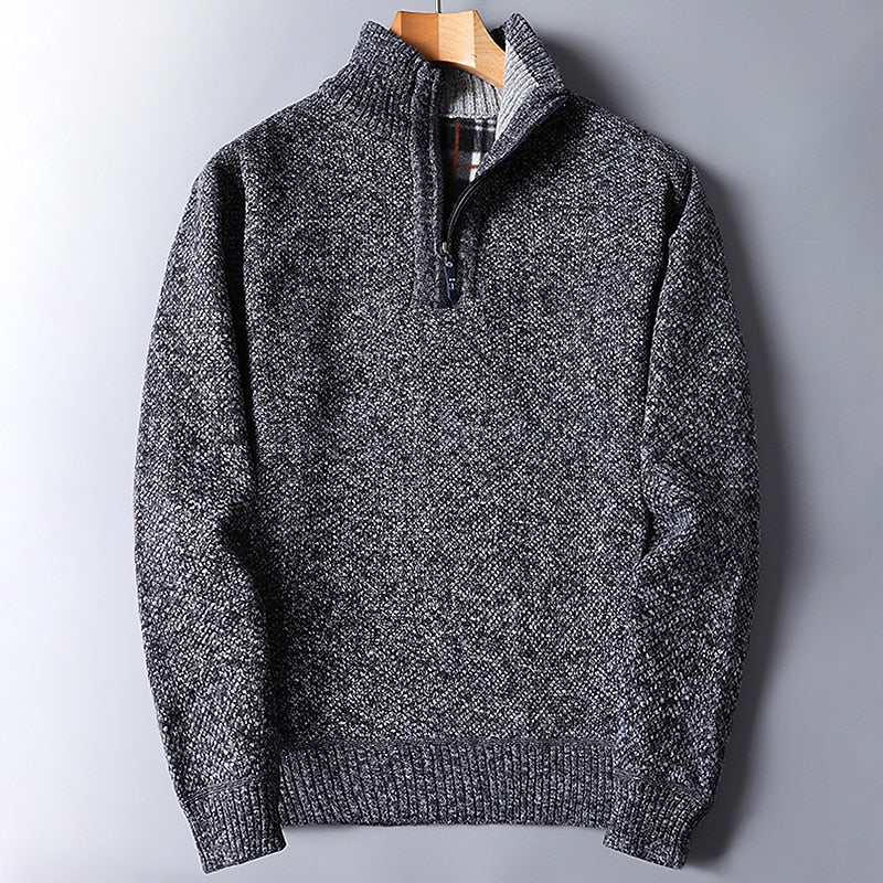 Half Zip Sweater for Men | Ribbed Funnel Neck Autumn Layering