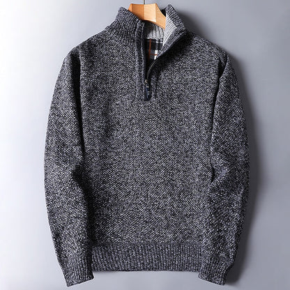 Half Zip Sweater for Men | Ribbed Funnel Neck Autumn Layering