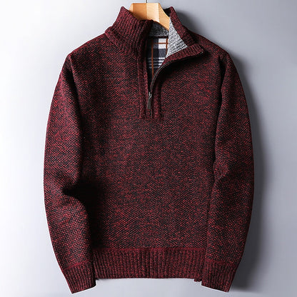 Half Zip Sweater for Men | Ribbed Funnel Neck Autumn Layering