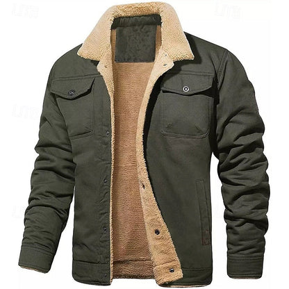Fleece Lined Winter Jacket for Men | Button Front Insulated Cold Weather Ready