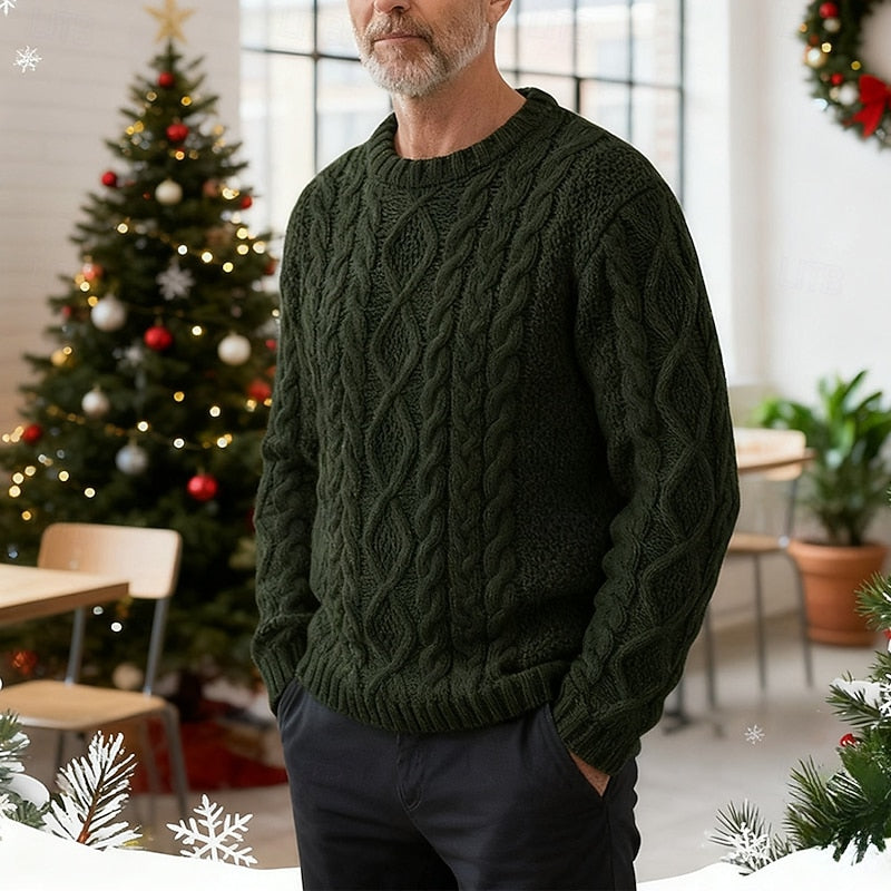 Cable Knit Sweater for Women | Crew Neck Insulated Warm Winter Layer