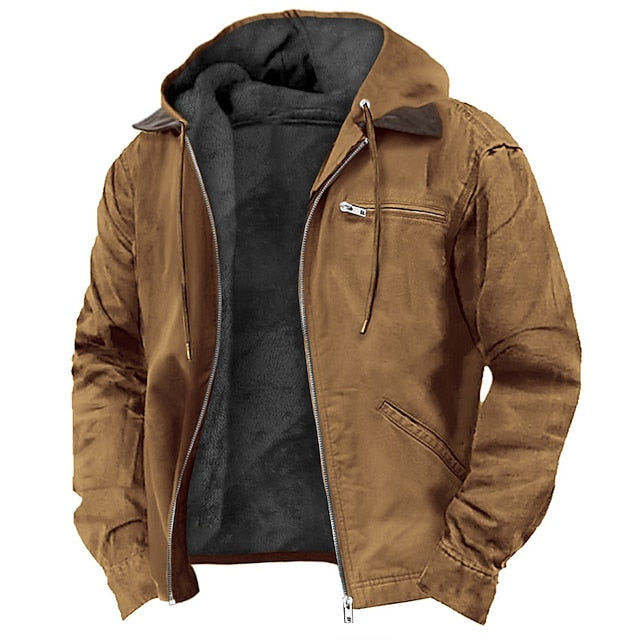 Hooded Winter Jacket for Men | Side Zip Drawstring Autumn Layering