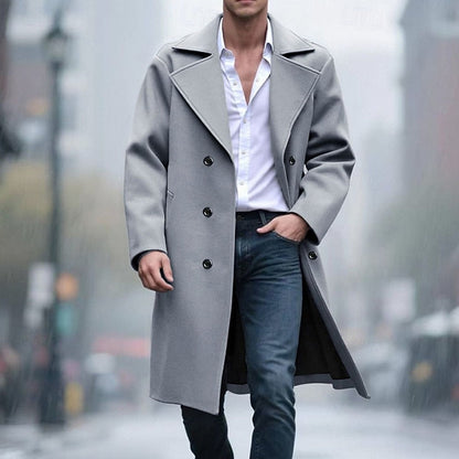 Double Breasted Winter Coat for Men | Lapel Collar Autumn Layering