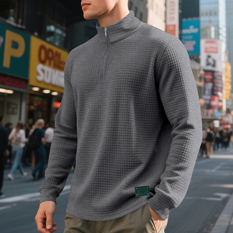 Half Zip Sweatshirt for Men | Funnel Neck Warm Winter Layer