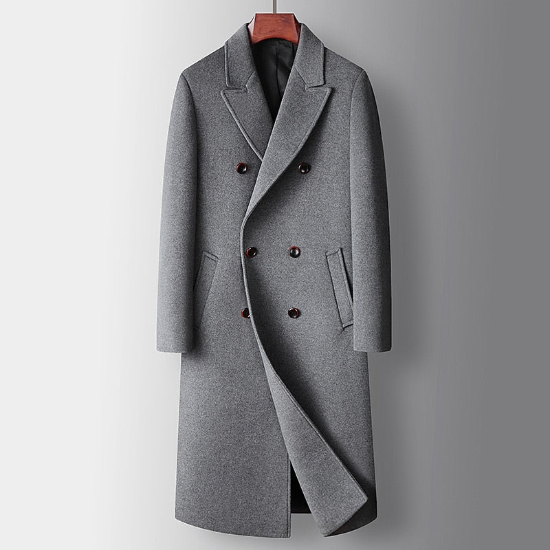 Double Breasted Winter Coat for Men | Lapel Collar Insulated Cold Weather Ready