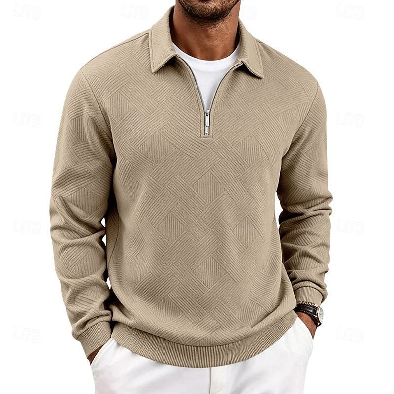 Half Zip Sweater for Men | Ribbed Autumn Layering