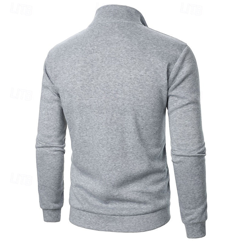 Gray Half Zip Sweater for Men | Funnel Neck Warm Winter Layer
