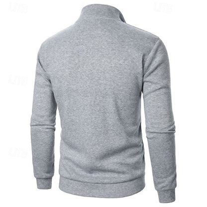 Gray Half Zip Sweater for Men | Funnel Neck Warm Winter Layer
