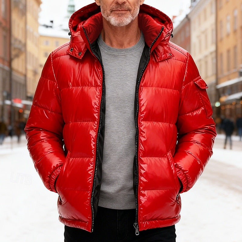 Hooded Puffer Jacket for Men | Side Zip Quilted Cosy Winter Style