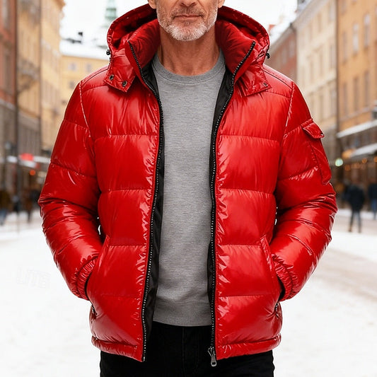 Hooded Puffer Jacket for Men | Side Zip Quilted Cosy Winter Style