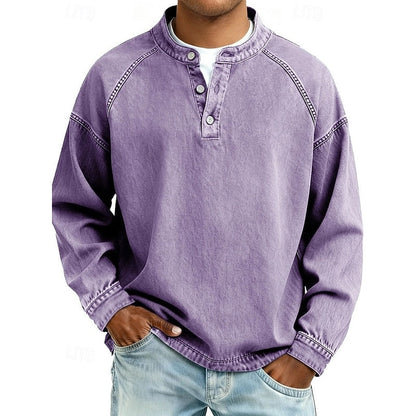 Oversized Shirt for Men | Button Front Funnel Neck Cosy Winter Style