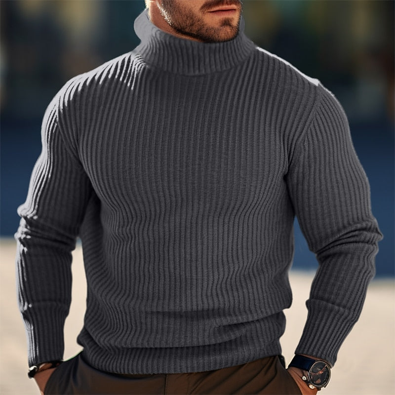 Turtleneck Sweater for Men | Ribbed Autumn Layering