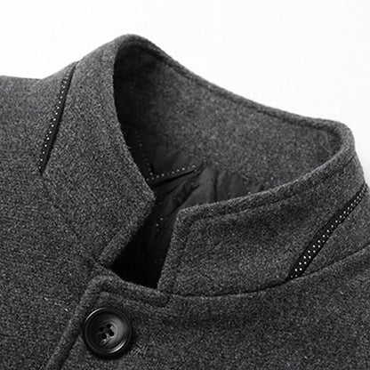 Funnel Neck Winter Coat for Men | Button Front Cold Weather Ready