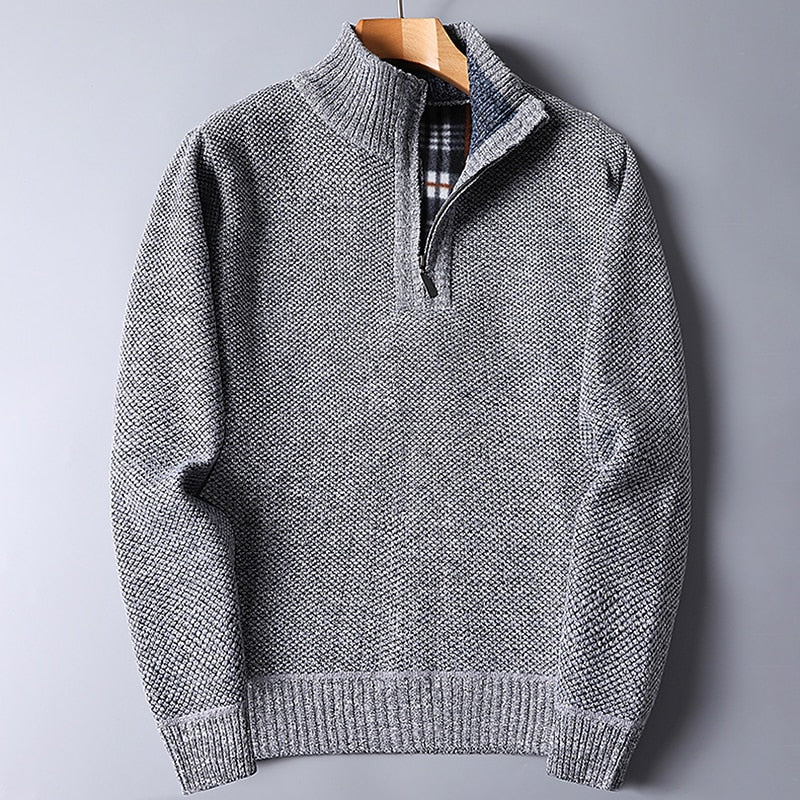 Half Zip Sweater for Men | Ribbed Funnel Neck Autumn Layering